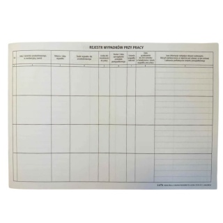 REJESTR WYPADK&Oacute;W PRZY PRACY BR100, Pozostałe, Galanteria papiernicza