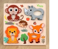 UKŁADANKA DREWNO ZWIERZĘTA 1183, Drewniane, Zabawki