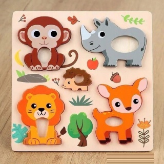 UKŁADANKA DREWNO ZWIERZĘTA 1183, Drewniane, Zabawki
