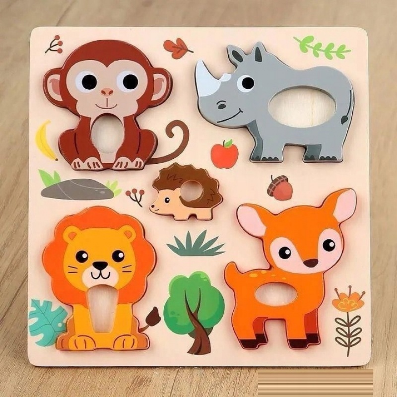 UKŁADANKA DREWNO ZWIERZĘTA 1183, Drewniane, Zabawki