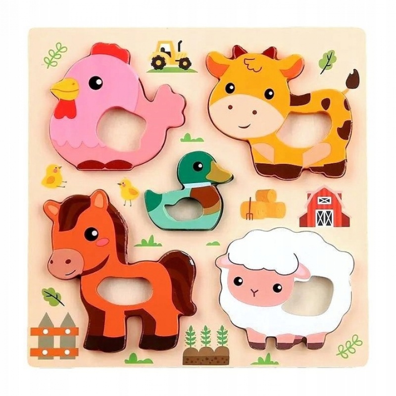 UKŁADANKA DREWNO FARMA 8084, Drewniane, Zabawki