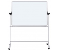 Mobile dry wipe magnetic board OFFICE PRODUCTS, double-sided, lacquered, aluminium frame, tilt angle adjustment, 120x90cm, white