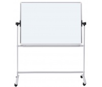 Mobile dry wipe magnetic board OFFICE PRODUCTS, double-sided, lacquered, aluminium frame, tilt angle adjustment, 180x120cm, white