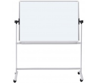 Mobile dry wipe magnetic board OFFICE PRODUCTS, double-sided, lacquered, aluminium frame, tilt angle adjustment, 200x100cm, white
