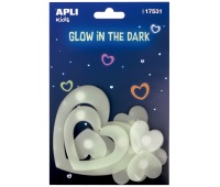 Naklejki świecące w ciemności APLI, serca, 9 szt., Produkty kreatywne, Artykuły szkolne