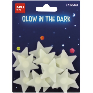 Naklejki świecące w ciemności APLI, małe gwiazdki, 12 szt., Produkty kreatywne, Artykuły szkolne