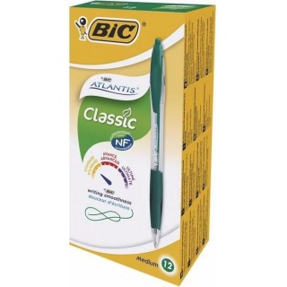 DŁUGOPIS ATLANTIS CLASSIC GRIP ZIELONY, Długopisy automatyczne, Art. do pisania i korygowania