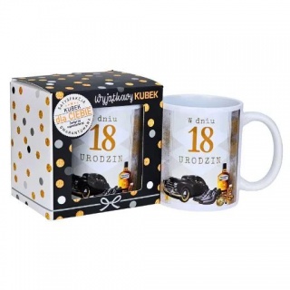 KUBEK OKOLICZNOŚCIOWY "18" CZARNE AUTO UR15-18, Upominki, Art. dekoracyjne i prezentowe