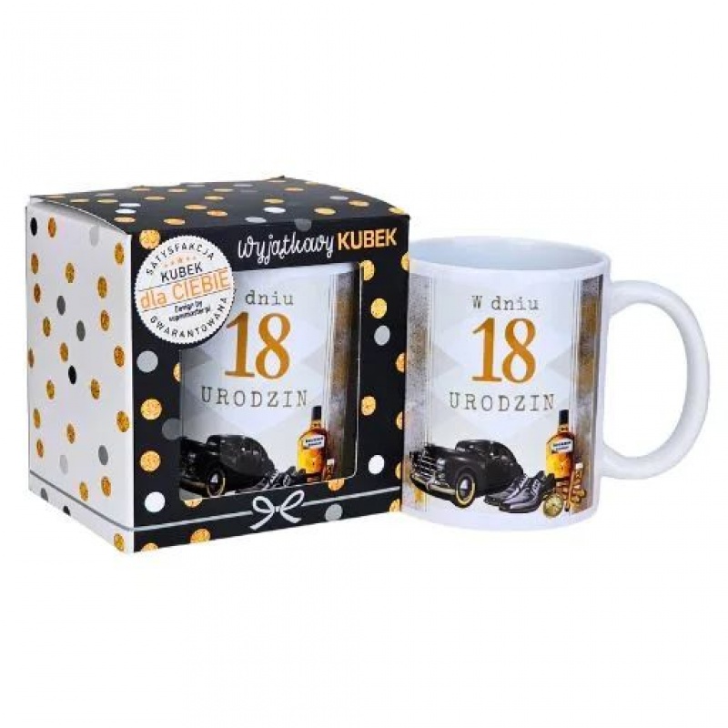 KUBEK OKOLICZNOŚCIOWY "18" CZARNE AUTO UR15-18, Upominki, Art. dekoracyjne i prezentowe