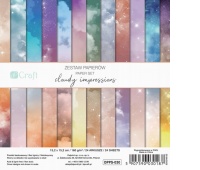 ZESTAW PAPIER&Oacute;W 15,2x15,2cm.24k.CLOUDY IMPRESSIONS, Scrapbooking, Art. kreatywne