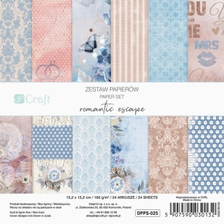 ZESTAW PAPIER&Oacute;W 15,2x15,2cm.24k.ROMANTIC ESCAPE, Scrapbooking, Art. kreatywne