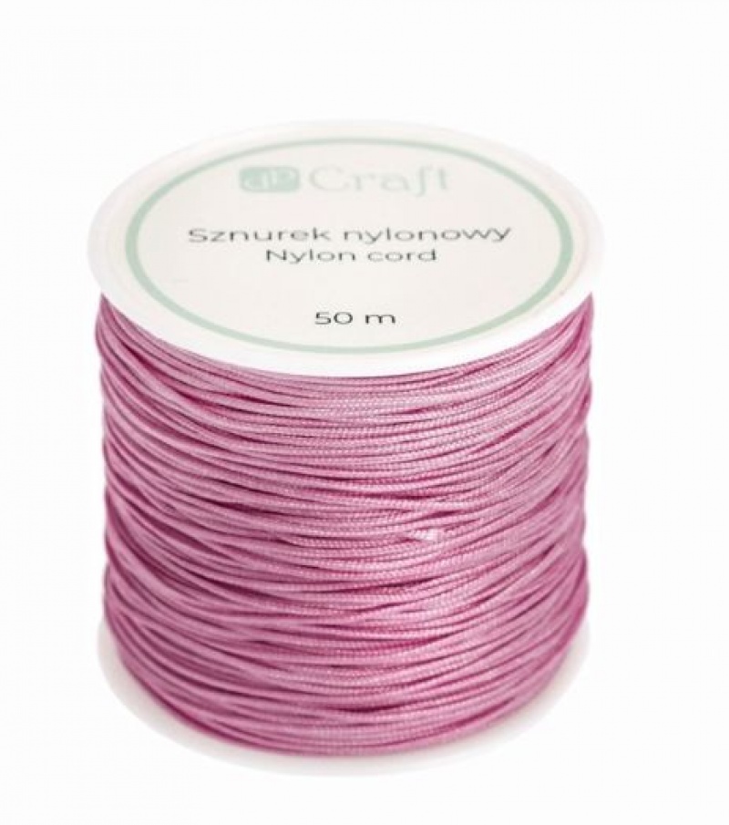 SZNUREK NYLONOWY 0,8mm.50m.DUSTY ROSE, Pozostałe, Art. kreatywne