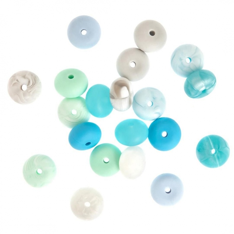 KORALIKI SILIKONOWE 20szt.BLUE SERENITY, Koraliki, Art. kreatywne