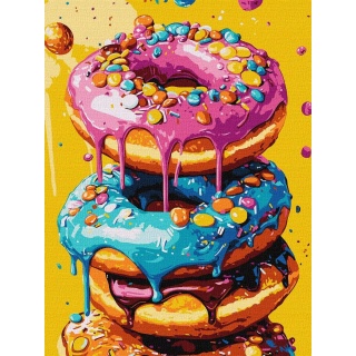 ZESTAW DO MAL.PO NUM. PYSZNE PĄCZKI 30X40CM, Zestawy kreatywne, Art. kreatywne