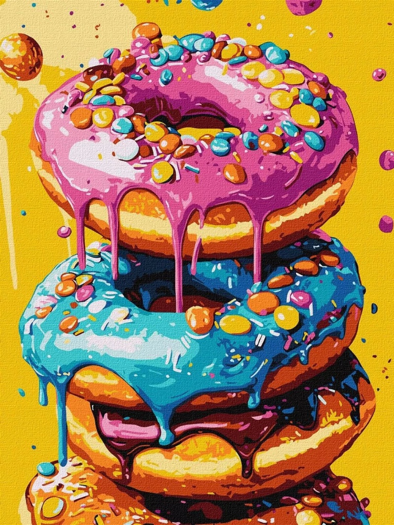 ZESTAW DO MAL.PO NUM. PYSZNE PĄCZKI 30X40CM, Zestawy kreatywne, Art. kreatywne