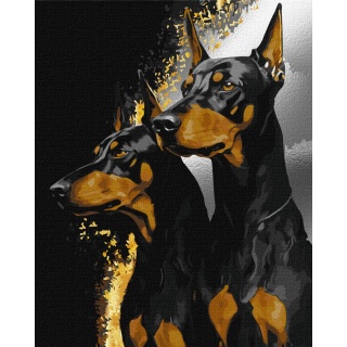 ZESTAW DO MAL.PO NUM. WIERNE DOBERMANY 40X50CM, Zestawy artystyczne, Plastyka