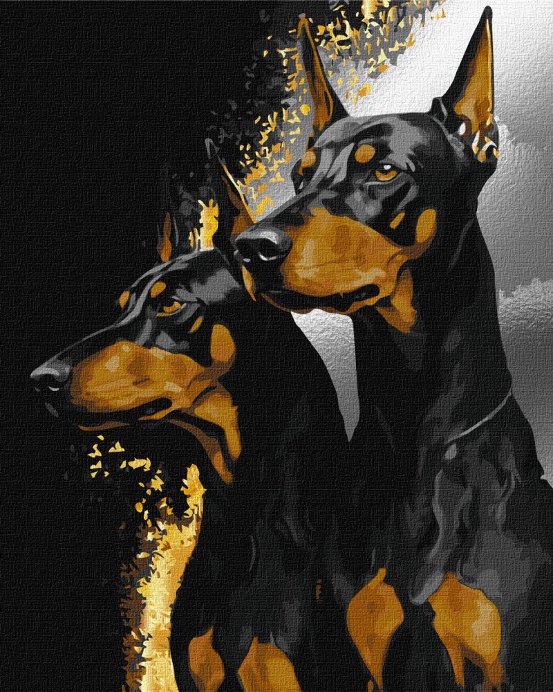 ZESTAW DO MAL.PO NUM. WIERNE DOBERMANY 40X50CM, Zestawy artystyczne, Plastyka