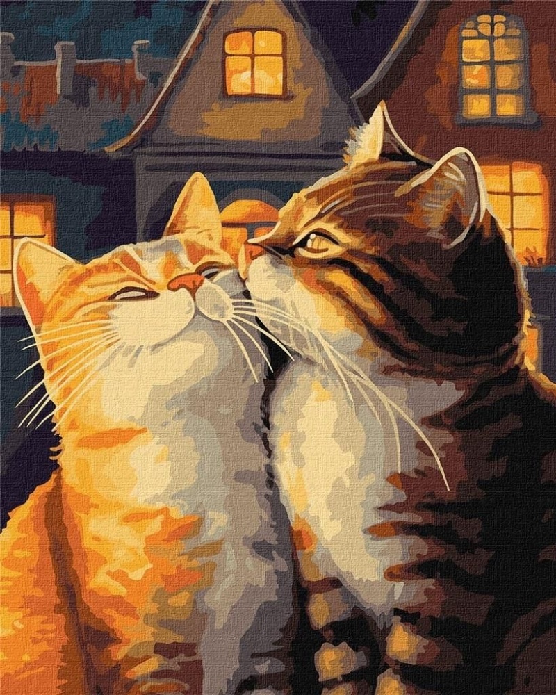 ZESTAW DO MAL.PO NUM. ZAKOCHANE KOTY 40X50CM, Zestawy kreatywne, Art. kreatywne