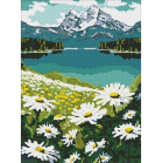 ZESTAW DO MOZ.DIAM. KWITNĄCE STOKROTKI 30X40CM, Zestawy kreatywne, Art. kreatywne