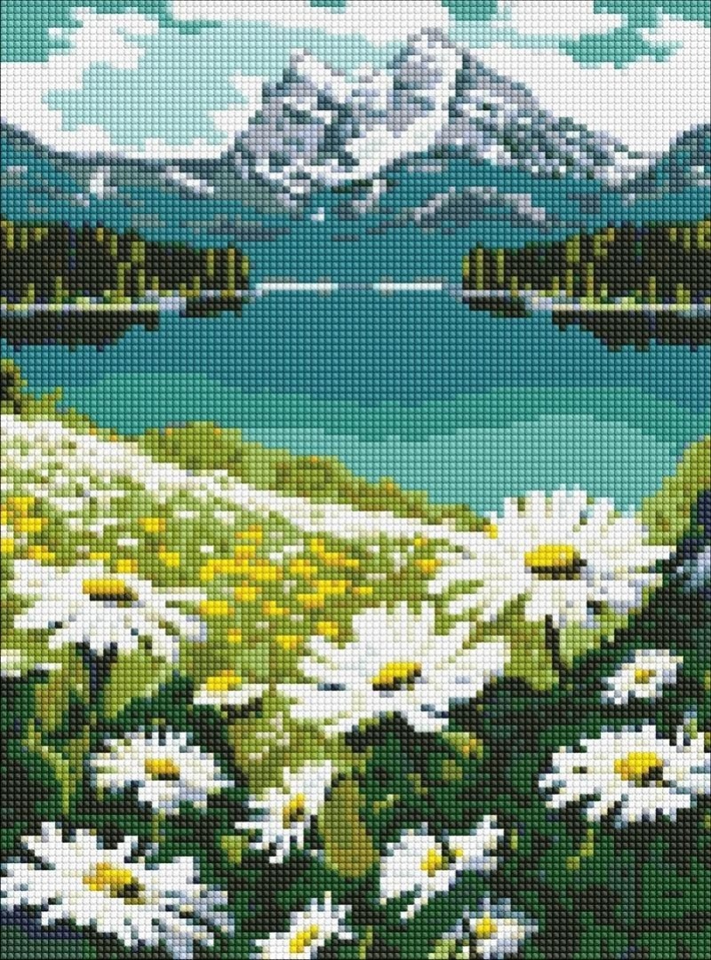 ZESTAW DO MOZ.DIAM. KWITNĄCE STOKROTKI 30X40CM, Zestawy kreatywne, Art. kreatywne