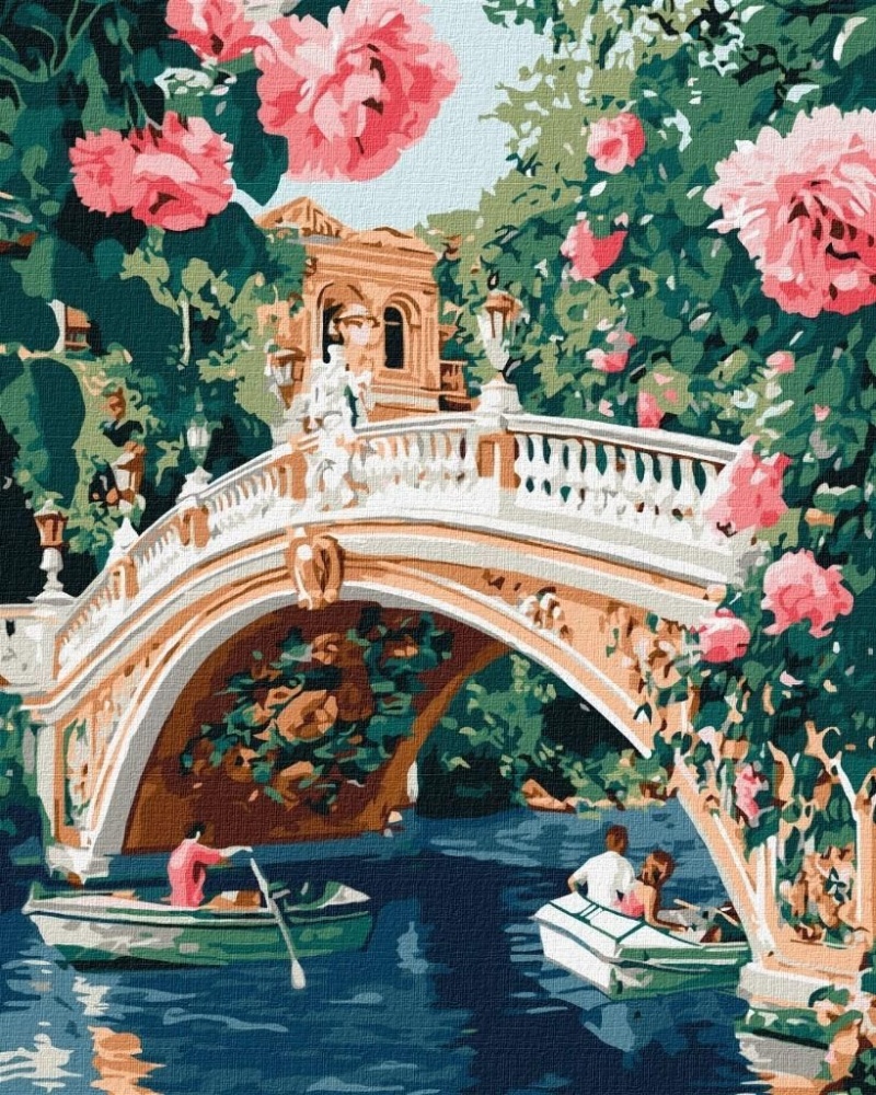 ZESTAW DO MAL.PO NUM. MOST I KWIATY 40X50CM, Zestawy kreatywne, Art. kreatywne