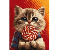 ZESTAW DO MAL.PO NUM. KOT Z CUKIERKAMI 40X50CM