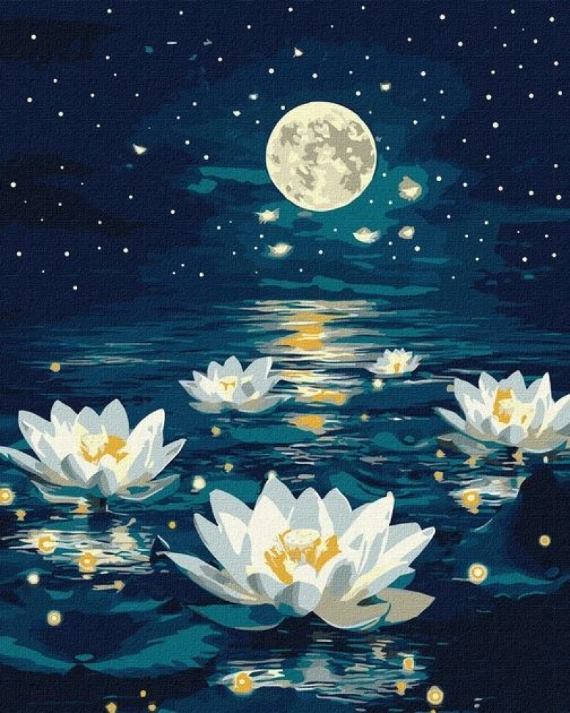 ZESTAW DO MAL.PO NUM. LOTOS POD POŚWIATĄ 40X50CM, Zestawy kreatywne, Art. kreatywne