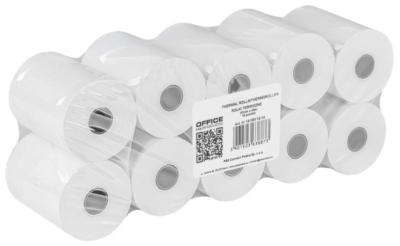 Rolki termiczne OFFICE PRODUCTS, 57mm x 40m, gr. 48 +/- 6, 10 szt., białe, Papiery specjalne, Papier i etykiety