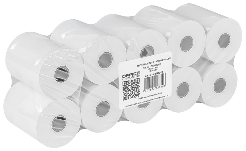 Rolki termiczne OFFICE PRODUCTS, 57mm x 45m, gr. 48 +/- 6, 10 szt., białe, Papiery specjalne, Papier i etykiety