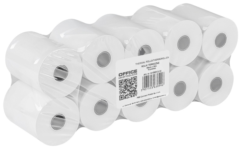 Thermal rolls OFFICE PRODUCTS, 60mm x 30m, 48 g/m&sup2; +/- 6, 10 pcs, white