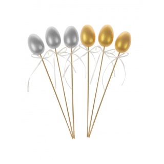 METALICZNE JAJECZKA NA PIKU 3szt., Wielkanoc, Art. świąteczne i okolicznościowe