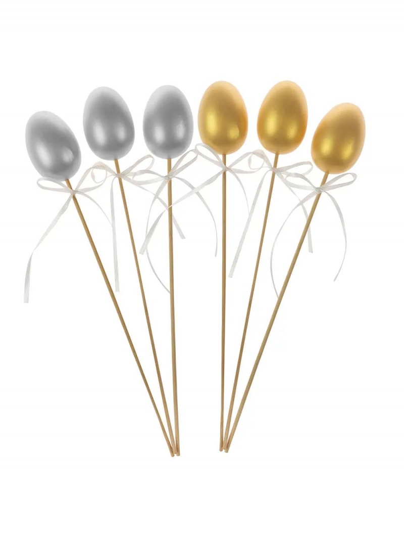 METALICZNE JAJECZKA NA PIKU 3szt., Wielkanoc, Art. świąteczne i okolicznościowe