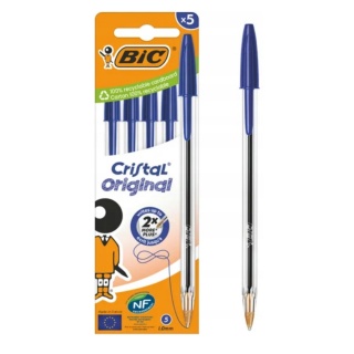 DŁUGOPIS CRISTAL NIEBIESKI 5szt., Długopisy, Art. do pisania i korygowania