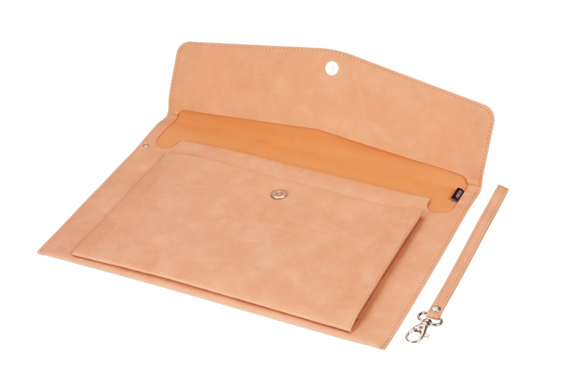 TECZKA A4 Z KIESZONKĄ NUBUK BEŻOWA, Teczki kopertowe, Organizacja dokument&oacute;w