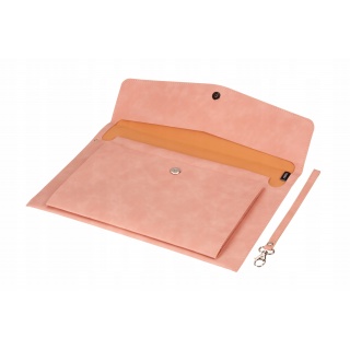 TECZKA A4 Z KIESZONKĄ NUBUK R&Oacute;ŻOWA, Teczki kopertowe, Organizacja dokument&oacute;w
