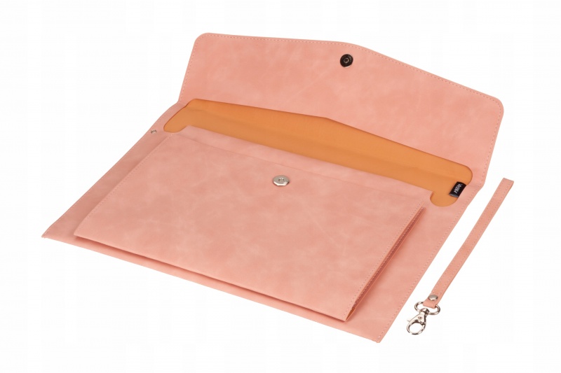 TECZKA A4 Z KIESZONKĄ NUBUK R&Oacute;ŻOWA, Teczki kopertowe, Organizacja dokument&oacute;w