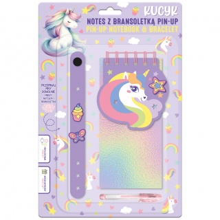 WYPRZEDAŻ NOTES Z BRANSOLETKĄ PIN-UP KUCYK, Notesy szkolne, Zeszyty i bloki