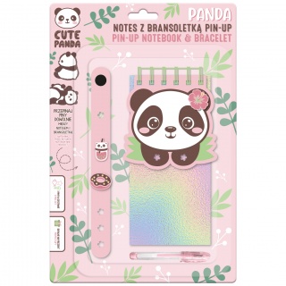 WYPRZEDAŻ NOTES Z BRANSOLETKĄ PIN-UP PANDA, Notesy szkolne, Zeszyty i bloki