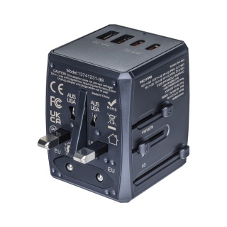 Adapter podr&oacute;żny DONAU TRAVEL 904, szybkie ładowanie, czarny, Przedłużacze, listwy, zasilacze, UPSy, Urządzenia i maszyny biurowe