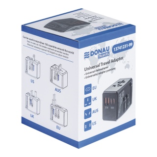 Adapter podr&oacute;żny DONAU TRAVEL 904, szybkie ładowanie, czarny, Przedłużacze, listwy, zasilacze, UPSy, Urządzenia i maszyny biurowe