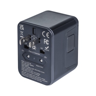 Adapter podr&oacute;żny DONAU TRAVEL 521, czarny, Przedłużacze, listwy, zasilacze, UPSy, Urządzenia i maszyny biurowe