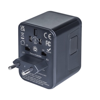 Adapter podr&oacute;żny DONAU TRAVEL 521, czarny, Przedłużacze, listwy, zasilacze, UPSy, Urządzenia i maszyny biurowe