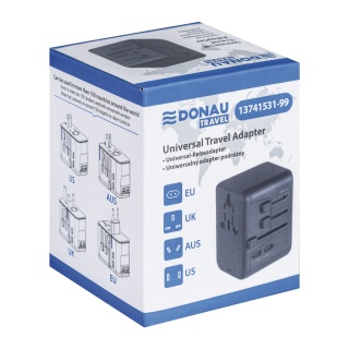 Adapter podr&oacute;żny DONAU TRAVEL 521, czarny, Przedłużacze, listwy, zasilacze, UPSy, Urządzenia i maszyny biurowe