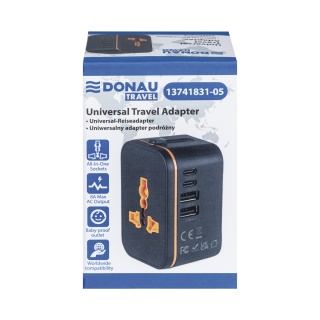 Adapter podr&oacute;żny DONAU TRAVEL 205, czarny, Przedłużacze, listwy, zasilacze, UPSy, Urządzenia i maszyny biurowe