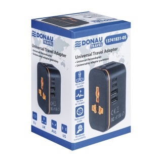 Adapter podr&oacute;żny DONAU TRAVEL 205, czarny, Przedłużacze, listwy, zasilacze, UPSy, Urządzenia i maszyny biurowe