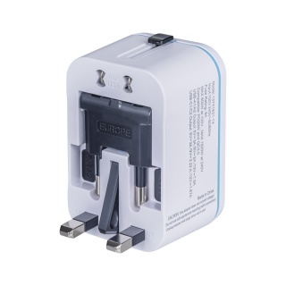 Adapter podr&oacute;żny DONAU TRAVEL 205, szybkie ładowanie, biały, Przedłużacze, listwy, zasilacze, UPSy, Urządzenia i maszyny biurowe
