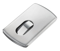 Etui na wizyt&oacute;wki TROIKA Slide, stalowe, Ekskluzywne, Gadżety