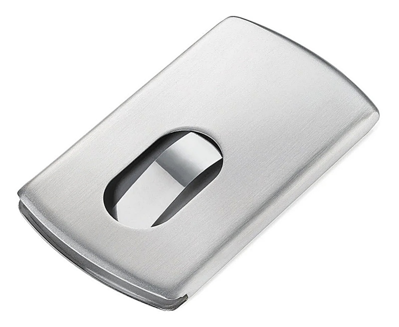 Etui na wizyt&oacute;wki TROIKA Slide, stalowe, Ekskluzywne, Gadżety