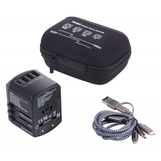 Adapter podr&oacute;żny TROIKA World Travel, czarny, Przedłużacze, listwy, zasilacze, UPSy, Urządzenia i maszyny biurowe