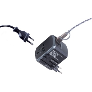 Adapter podr&oacute;żny TROIKA World Travel, czarny, Przedłużacze, listwy, zasilacze, UPSy, Urządzenia i maszyny biurowe